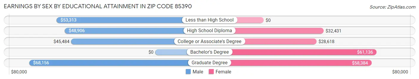 Earnings by Sex by Educational Attainment in Zip Code 85390