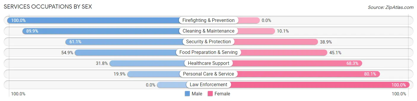 Services Occupations by Sex in Zip Code 85390