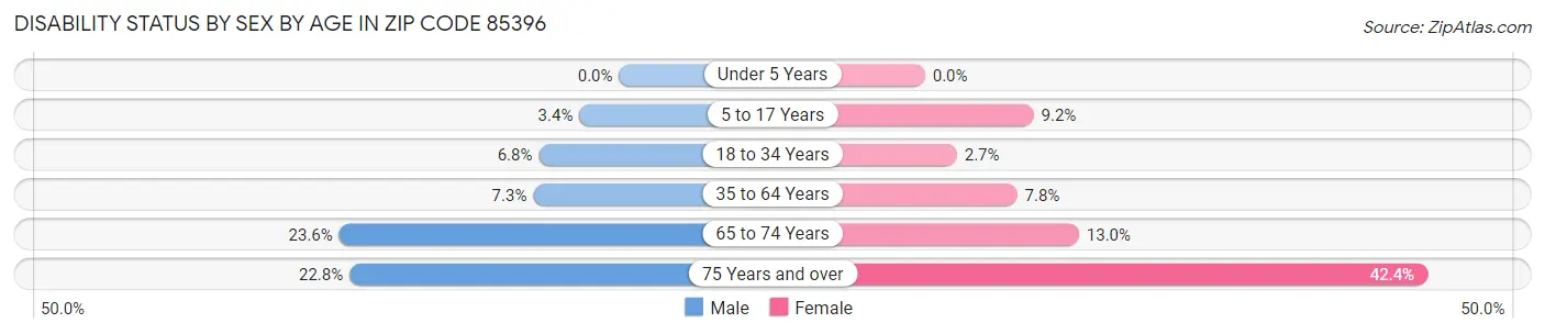 Disability Status by Sex by Age in Zip Code 85396