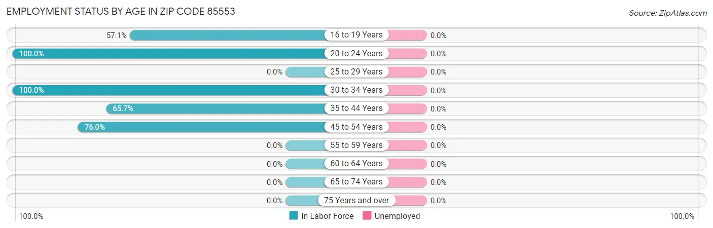 Employment Status by Age in Zip Code 85553