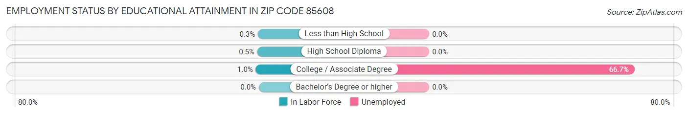 Employment Status by Educational Attainment in Zip Code 85608