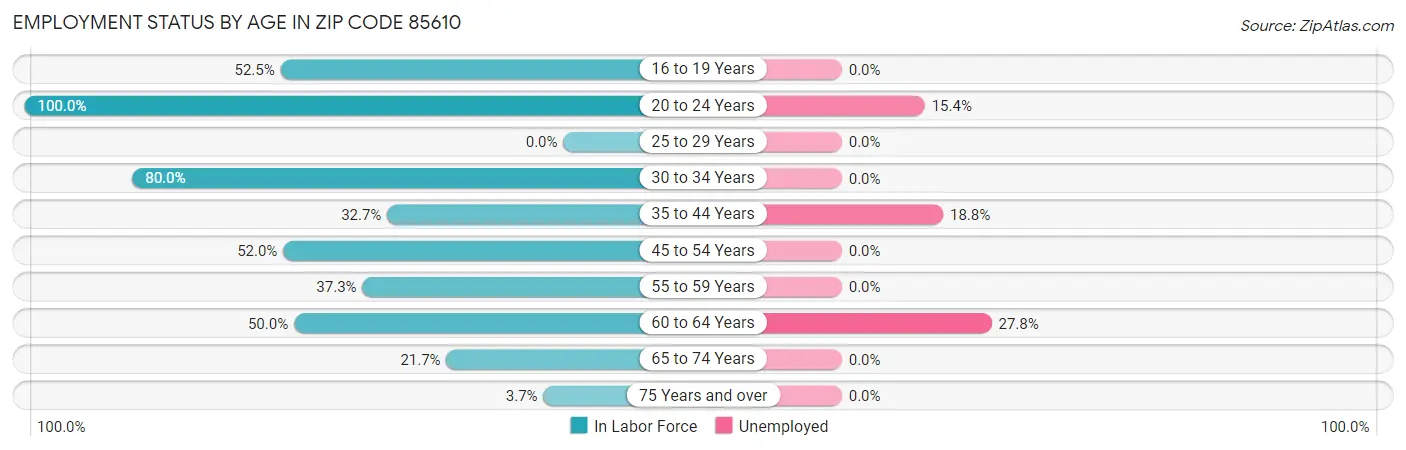 Employment Status by Age in Zip Code 85610