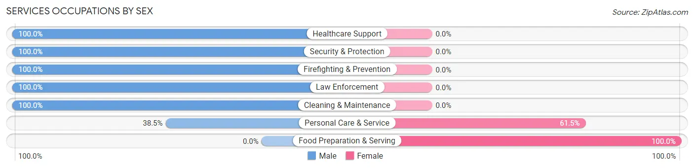 Services Occupations by Sex in Zip Code 85622