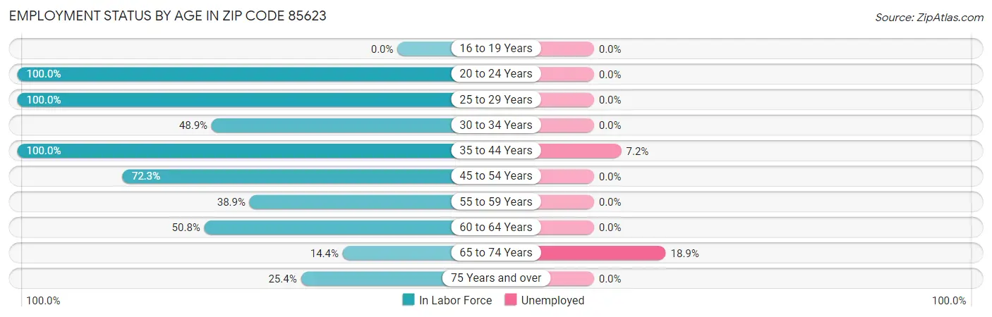 Employment Status by Age in Zip Code 85623