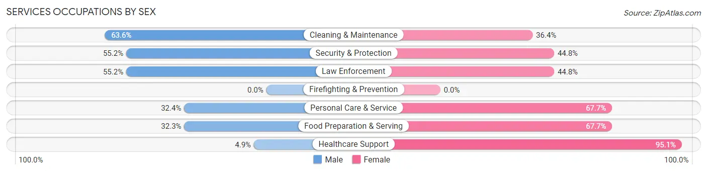Services Occupations by Sex in Zip Code 85634