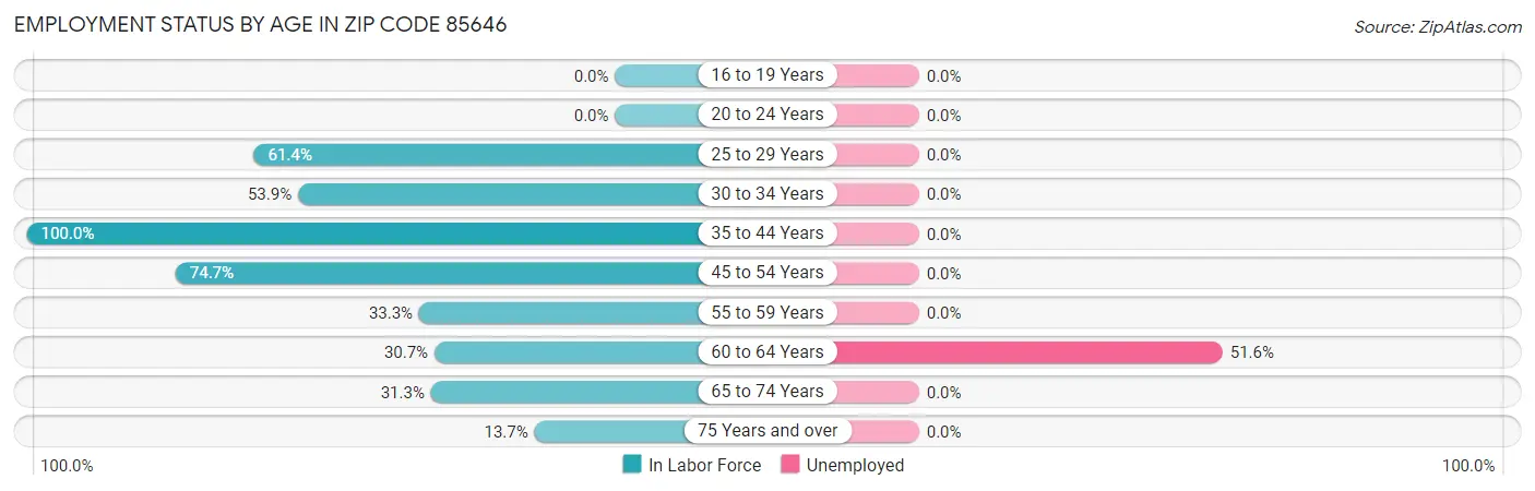 Employment Status by Age in Zip Code 85646
