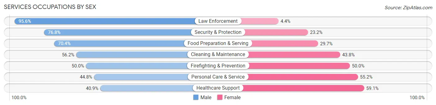 Services Occupations by Sex in Zip Code 85739