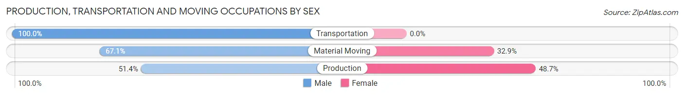 Production, Transportation and Moving Occupations by Sex in Zip Code 85749