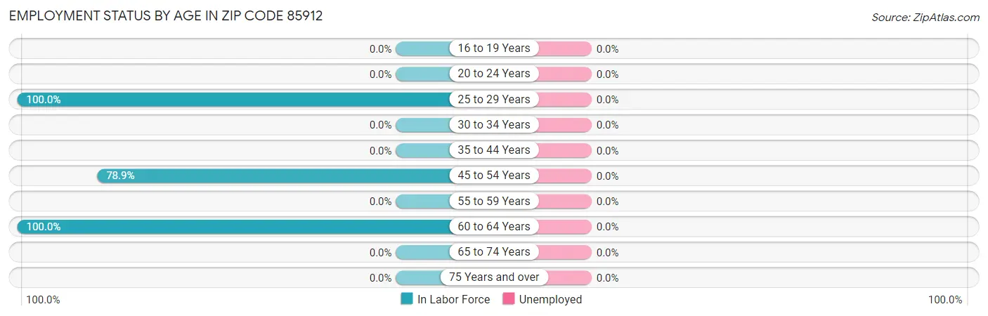 Employment Status by Age in Zip Code 85912