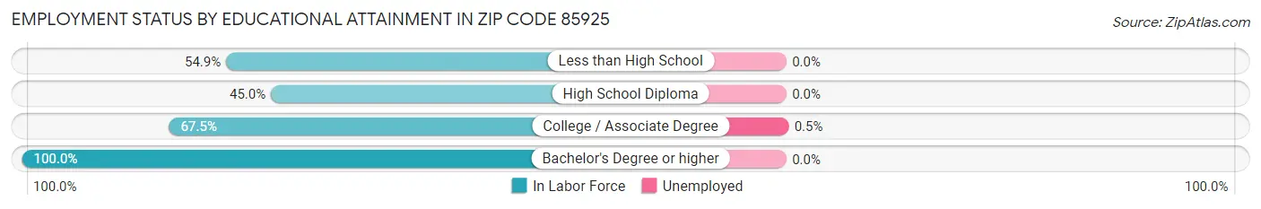 Employment Status by Educational Attainment in Zip Code 85925