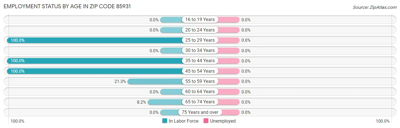 Employment Status by Age in Zip Code 85931