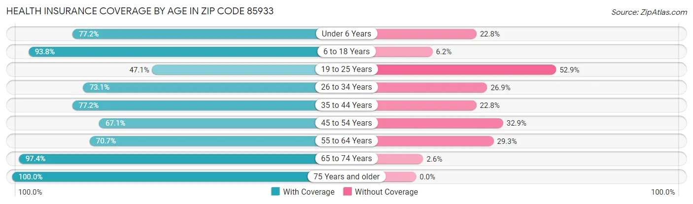 Health Insurance Coverage by Age in Zip Code 85933