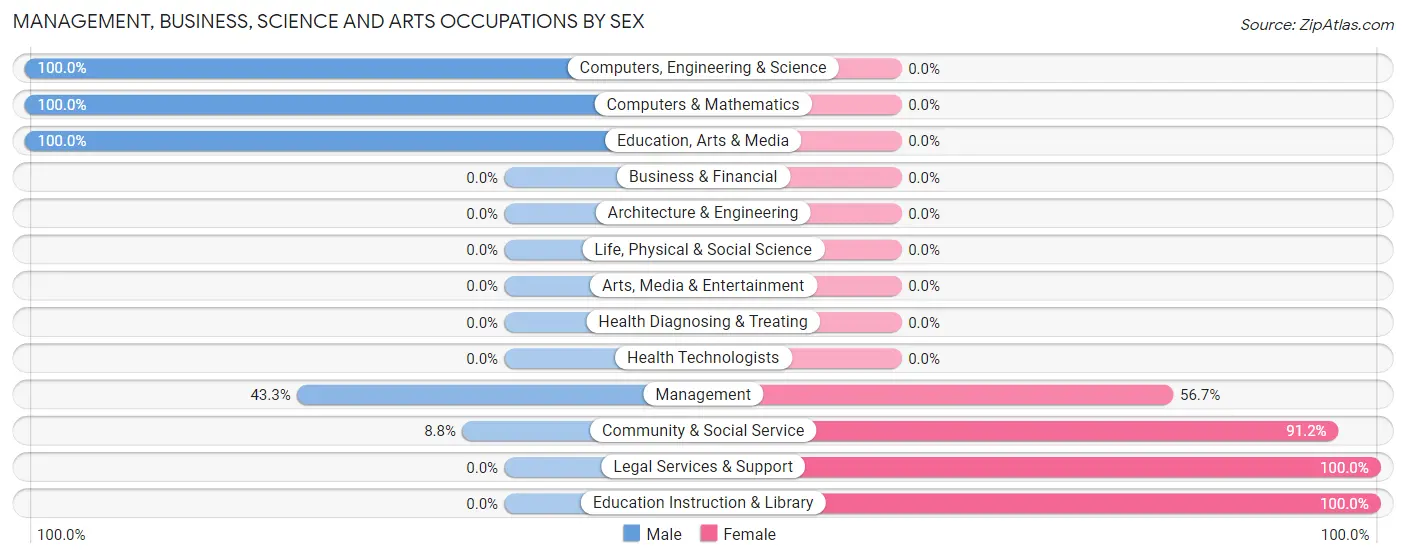 Management, Business, Science and Arts Occupations by Sex in Zip Code 85936