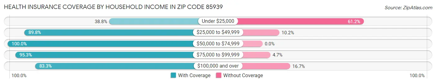 Health Insurance Coverage by Household Income in Zip Code 85939