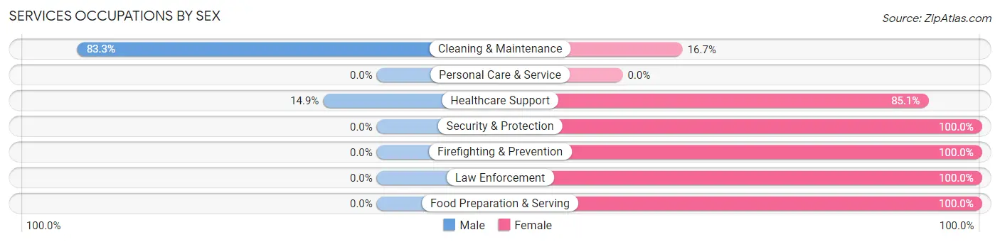 Services Occupations by Sex in Zip Code 86034