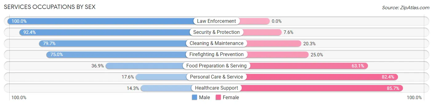 Services Occupations by Sex in Zip Code 86301