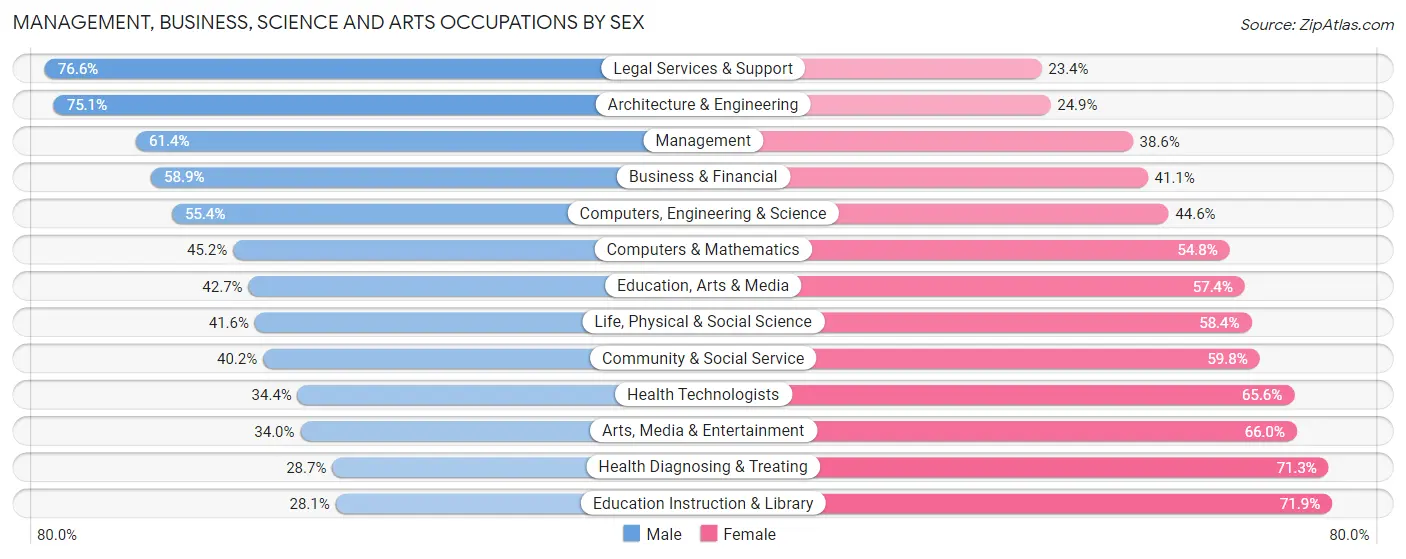 Management, Business, Science and Arts Occupations by Sex in Zip Code 86305