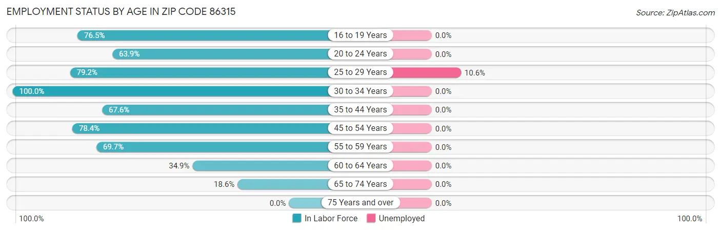 Employment Status by Age in Zip Code 86315