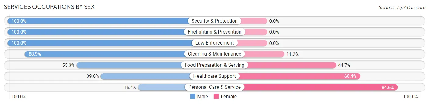 Services Occupations by Sex in Zip Code 86426