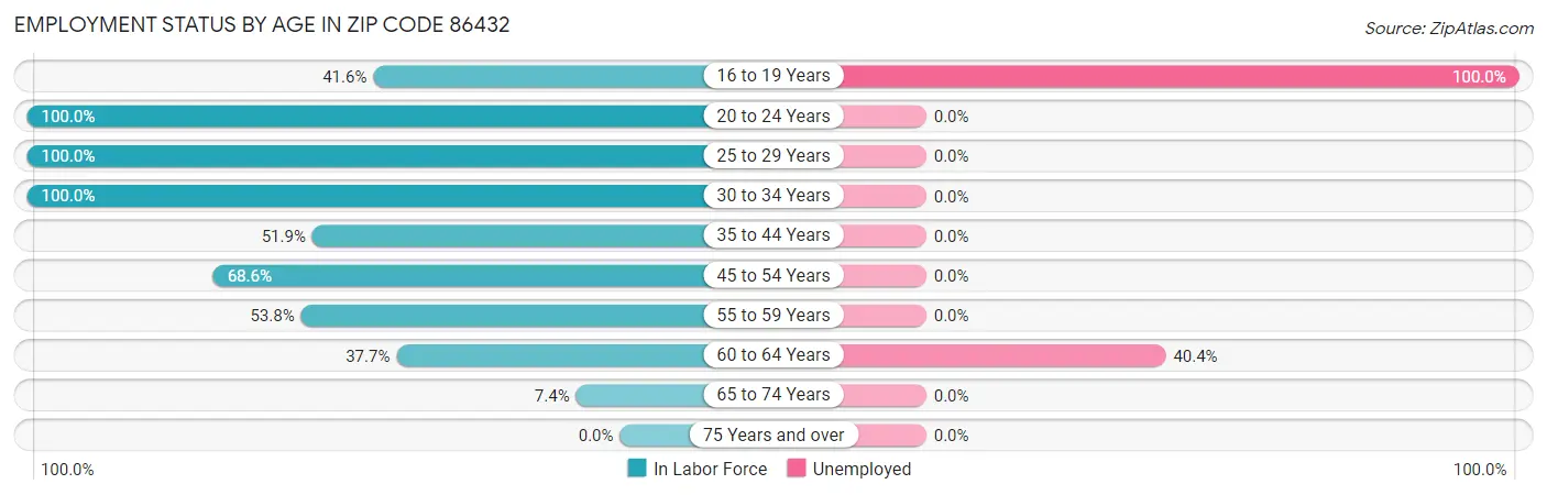 Employment Status by Age in Zip Code 86432