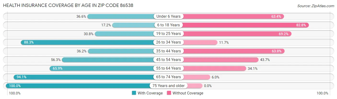Health Insurance Coverage by Age in Zip Code 86538