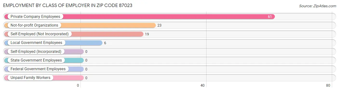 Employment by Class of Employer in Zip Code 87023