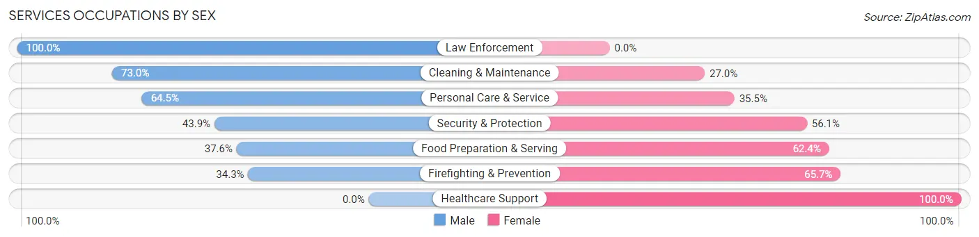 Services Occupations by Sex in Zip Code 87024
