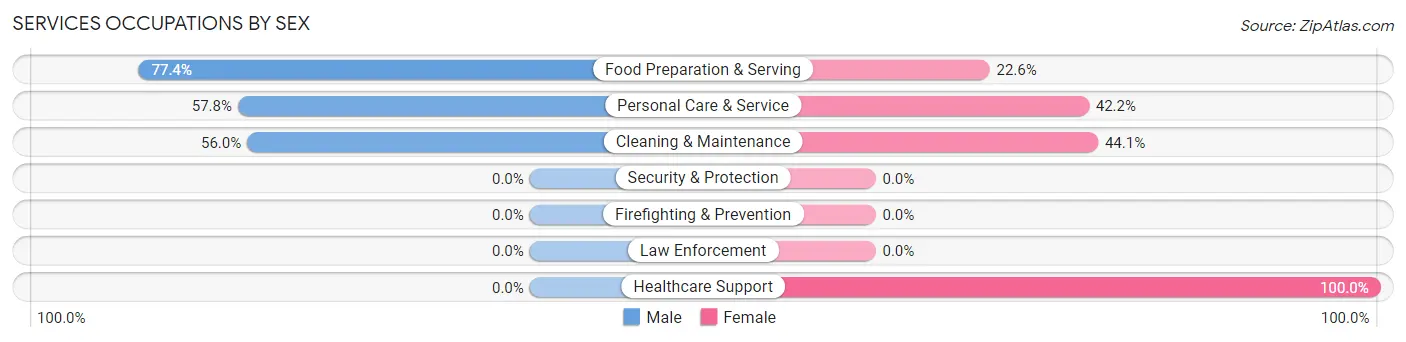Services Occupations by Sex in Zip Code 87026