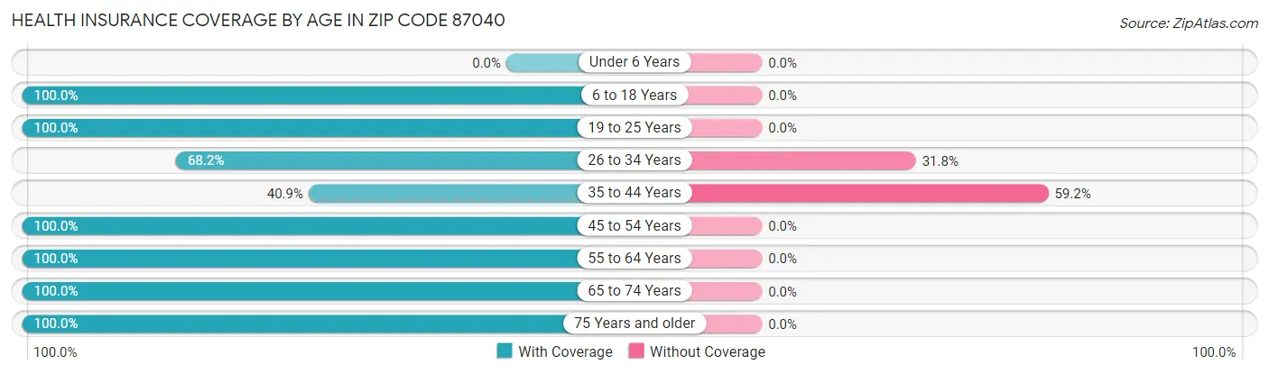 Health Insurance Coverage by Age in Zip Code 87040