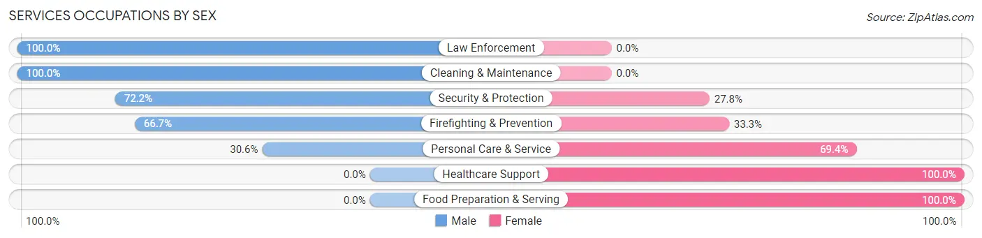 Services Occupations by Sex in Zip Code 87053