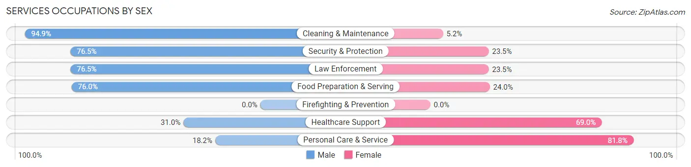 Services Occupations by Sex in Zip Code 87104