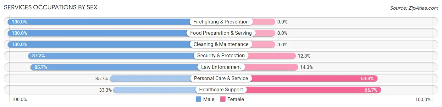 Services Occupations by Sex in Zip Code 87321