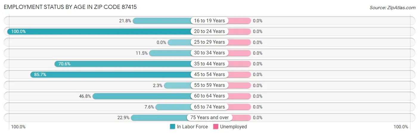 Employment Status by Age in Zip Code 87415