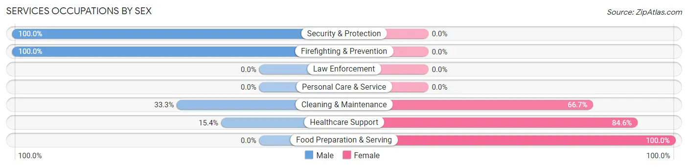 Services Occupations by Sex in Zip Code 87499