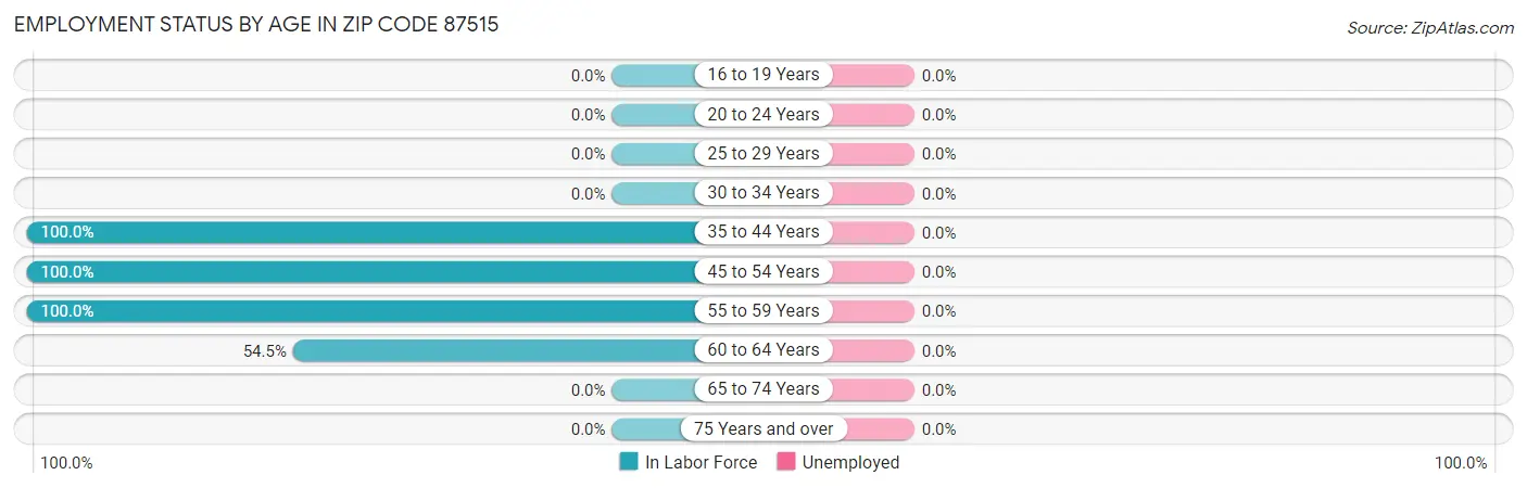 Employment Status by Age in Zip Code 87515