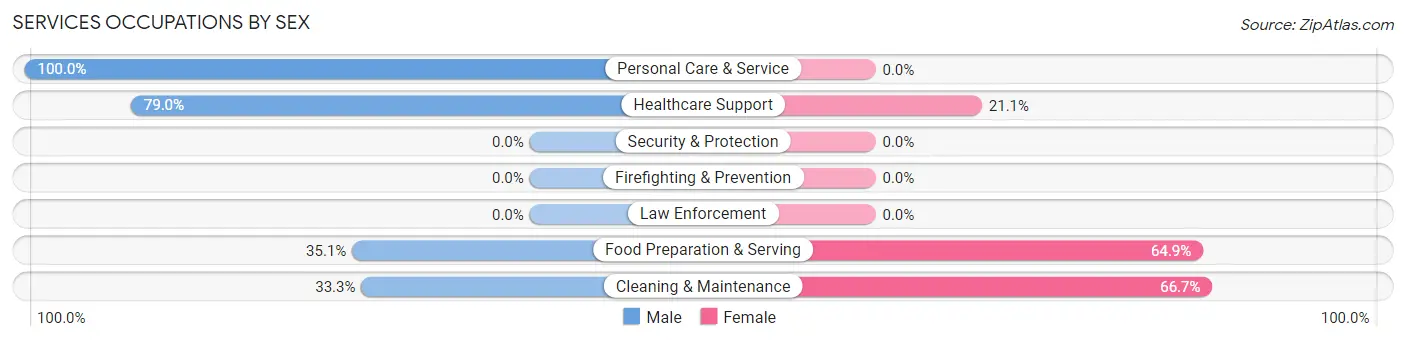 Services Occupations by Sex in Zip Code 87520
