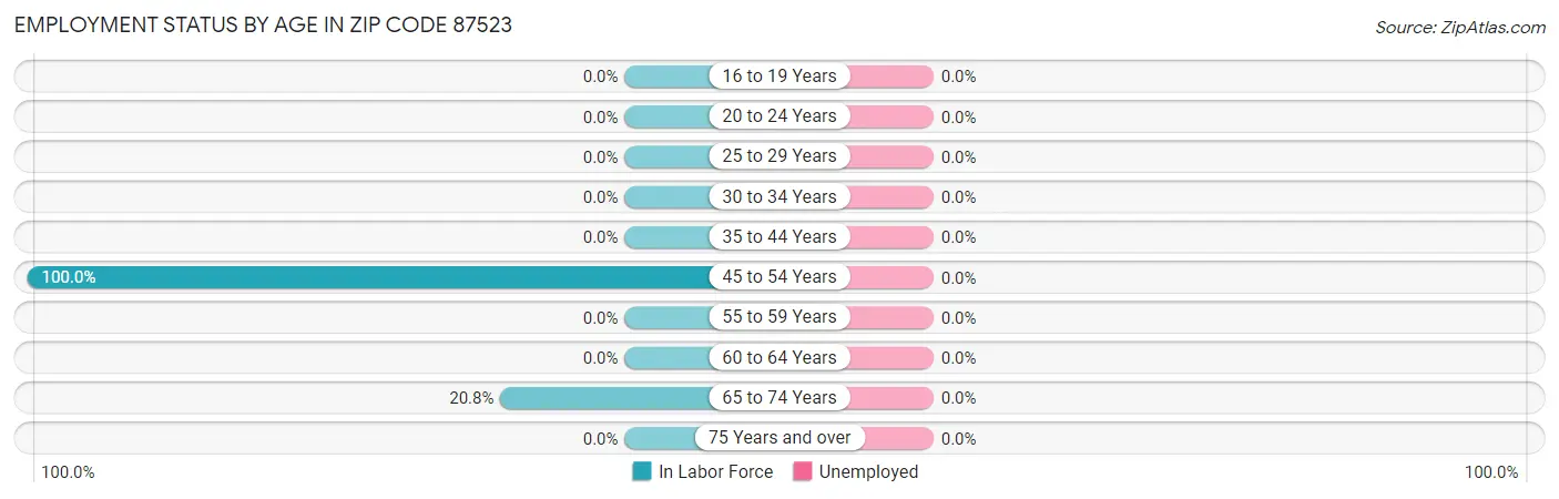Employment Status by Age in Zip Code 87523
