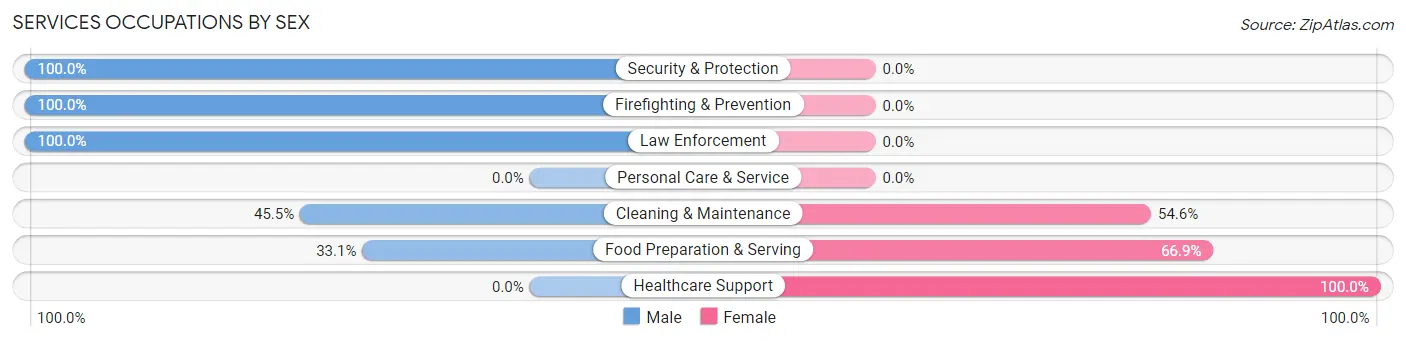 Services Occupations by Sex in Zip Code 87529