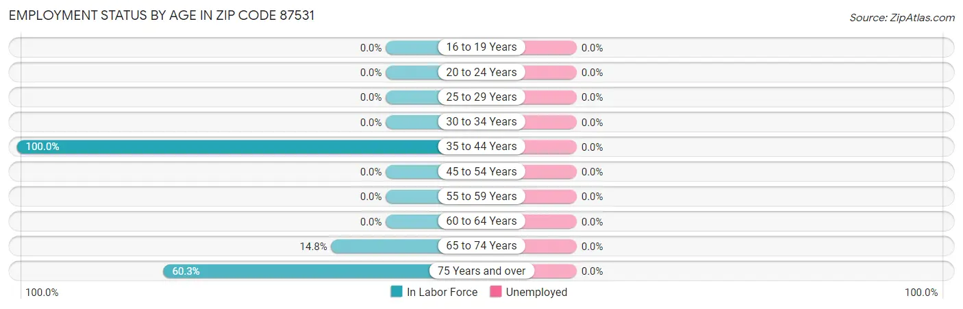 Employment Status by Age in Zip Code 87531