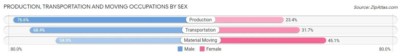 Production, Transportation and Moving Occupations by Sex in Zip Code 87532