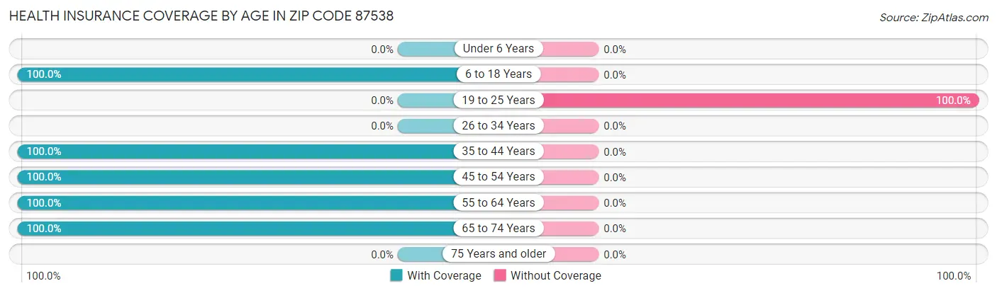 Health Insurance Coverage by Age in Zip Code 87538