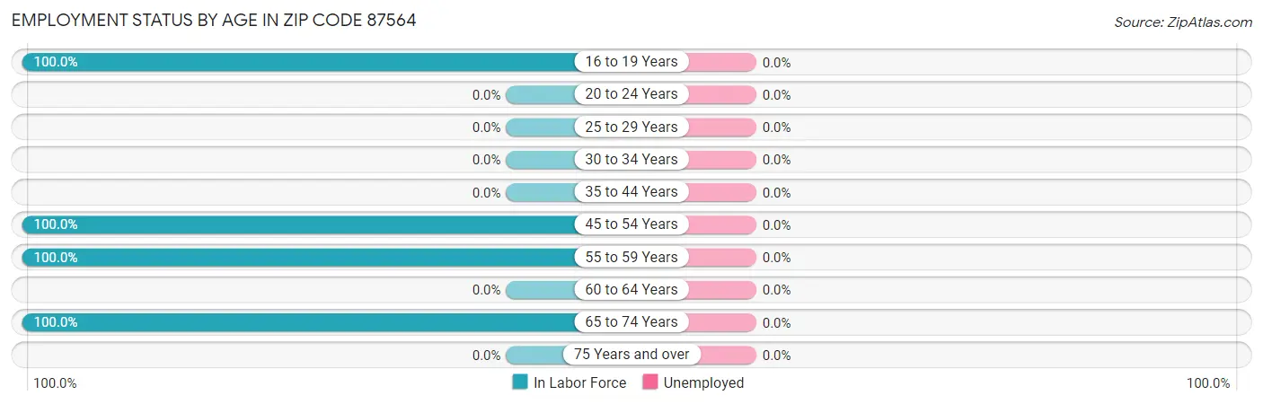 Employment Status by Age in Zip Code 87564
