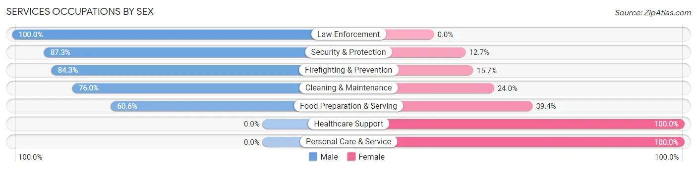 Services Occupations by Sex in Zip Code 87566
