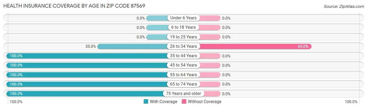 Health Insurance Coverage by Age in Zip Code 87569