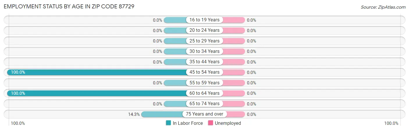 Employment Status by Age in Zip Code 87729