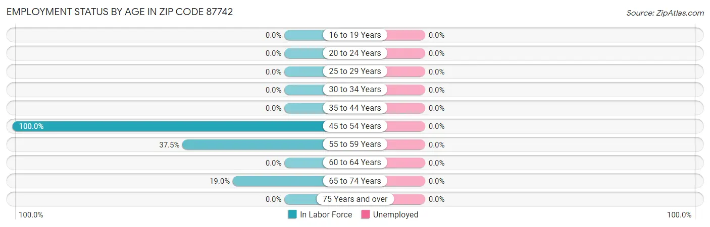 Employment Status by Age in Zip Code 87742