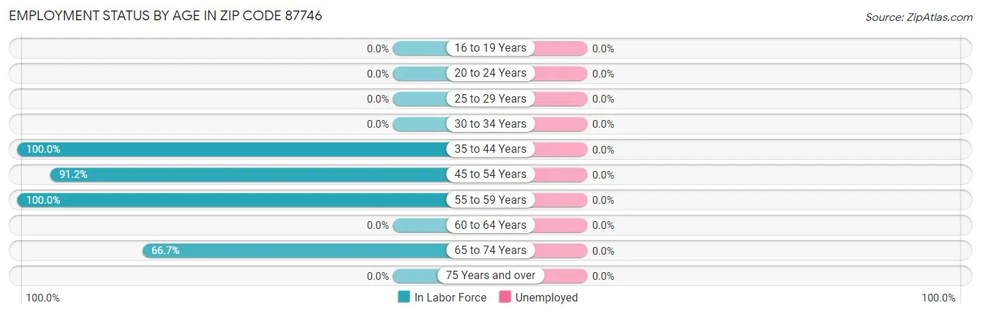 Employment Status by Age in Zip Code 87746