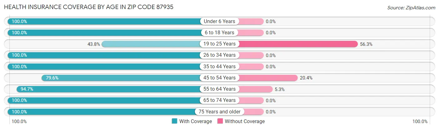 Health Insurance Coverage by Age in Zip Code 87935