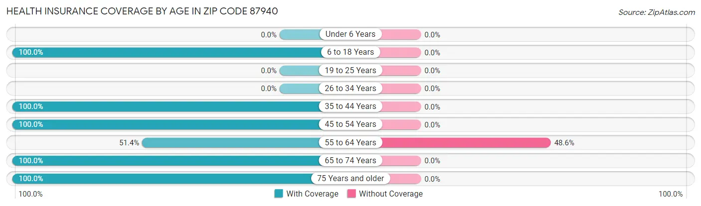 Health Insurance Coverage by Age in Zip Code 87940