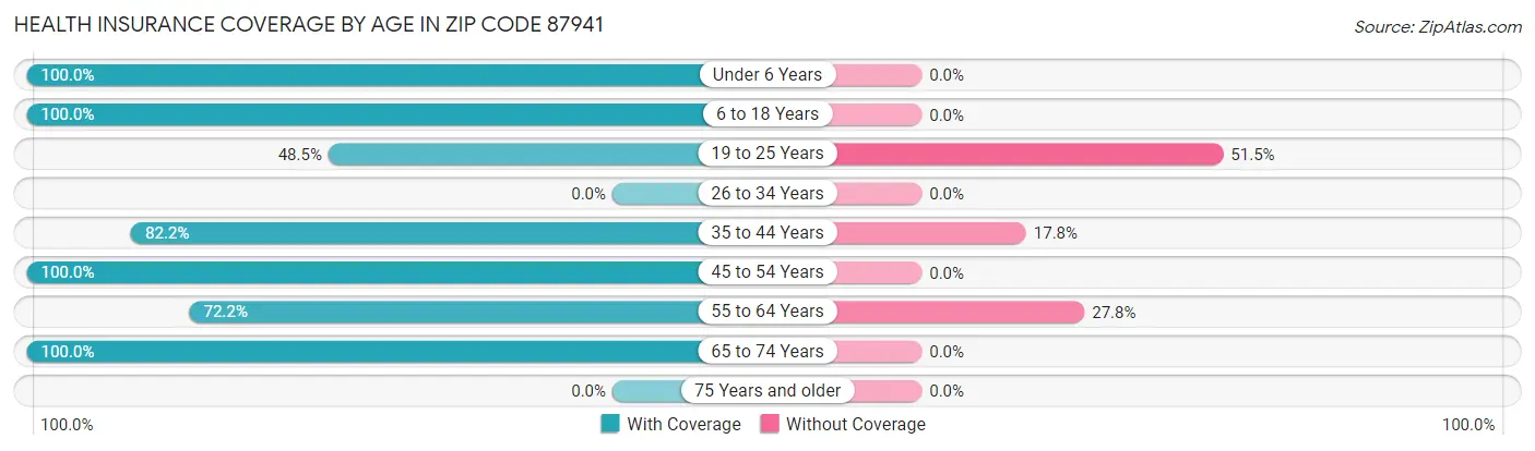 Health Insurance Coverage by Age in Zip Code 87941